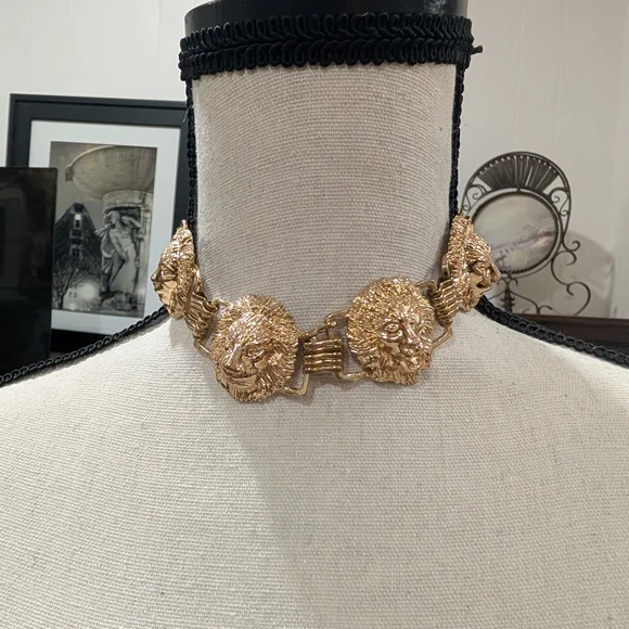 Gold Lion Chain Necklace Set Of Two - Picture 4 of 5